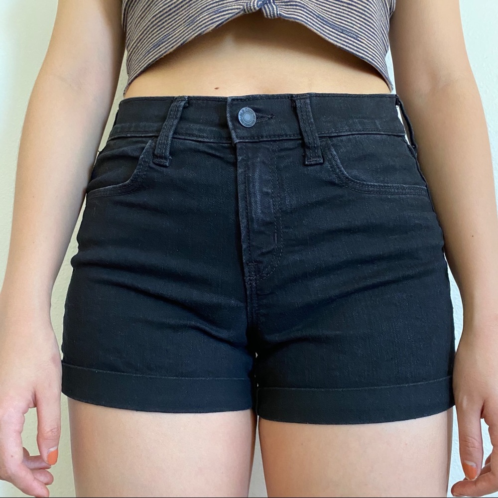 black denim shorts